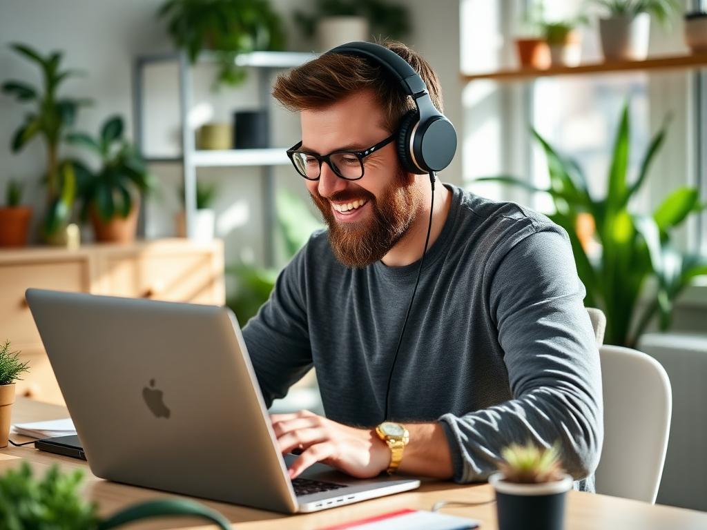 Consultor comercial em reunião online no home office